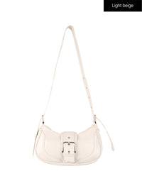 metallic-buckle-crossbody-bag-cf415 / Light beige