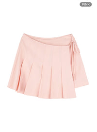 pleated-solid-mini-skirt-ou428 / Pink