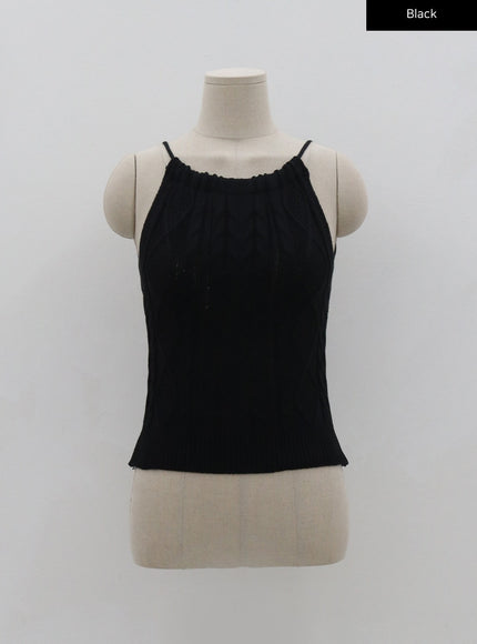 Cable Knitted Halterneck Sleeveless BG02