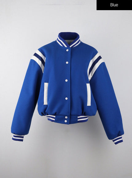 button-bomber-jacket-ij403 / Blue