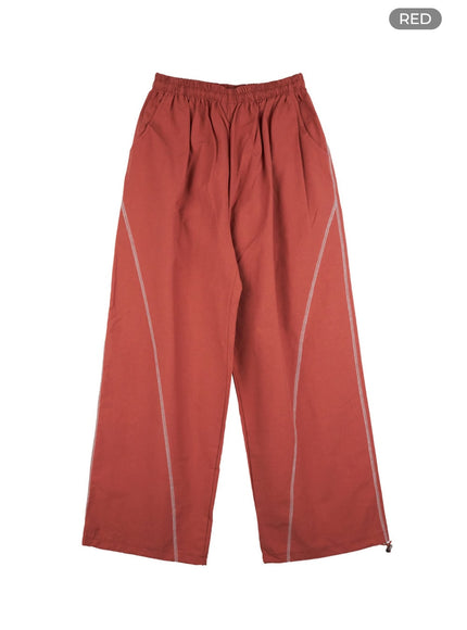 stitched-wide-leg-slit-pants-co402 / Red