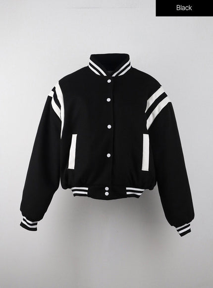 button-bomber-jacket-ij403 / Black