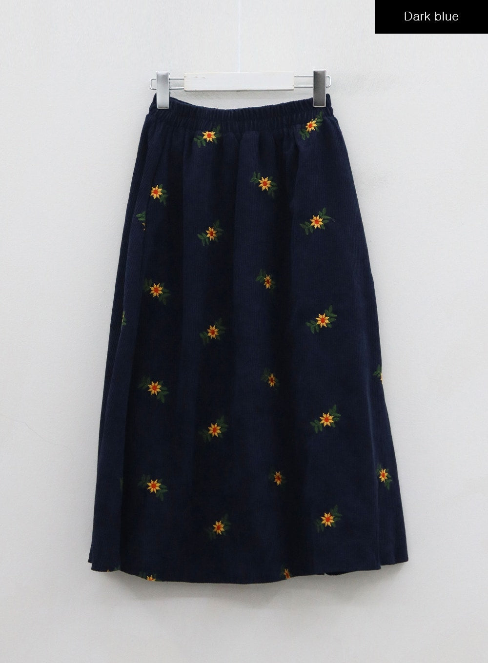 Corduroy Embroidery Flower Long Skirt BN04