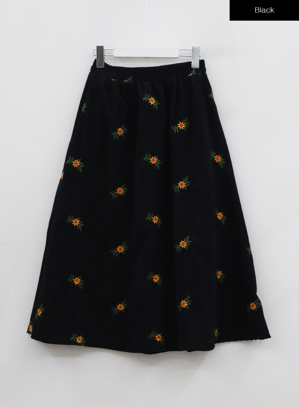 Corduroy Embroidery Flower Long Skirt BN04