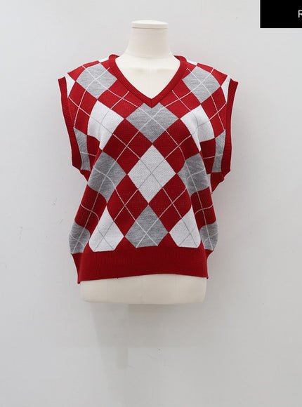 Argyle Pattern Vest C1703