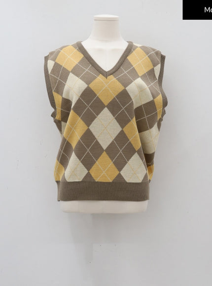 Argyle Pattern Vest C1703