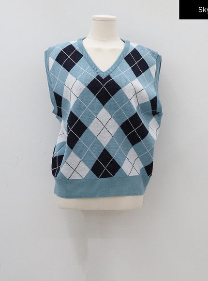 Argyle Pattern Vest C1703