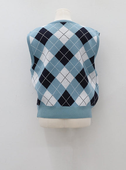 Argyle Pattern Vest C1703